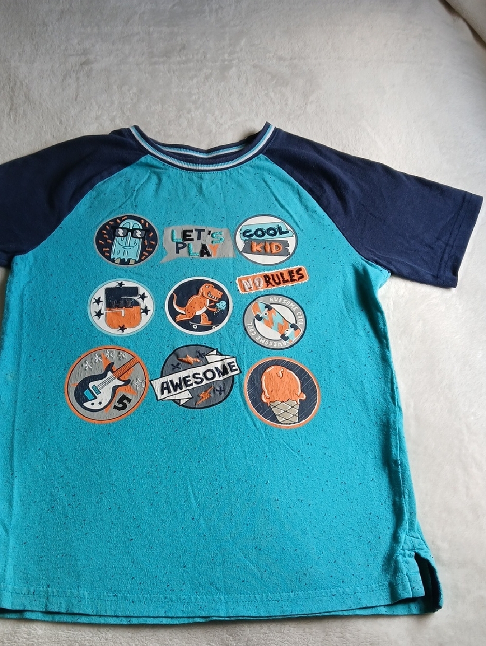Boys Turquoise & Navy Raglan Graphic Tee - Awesome Play